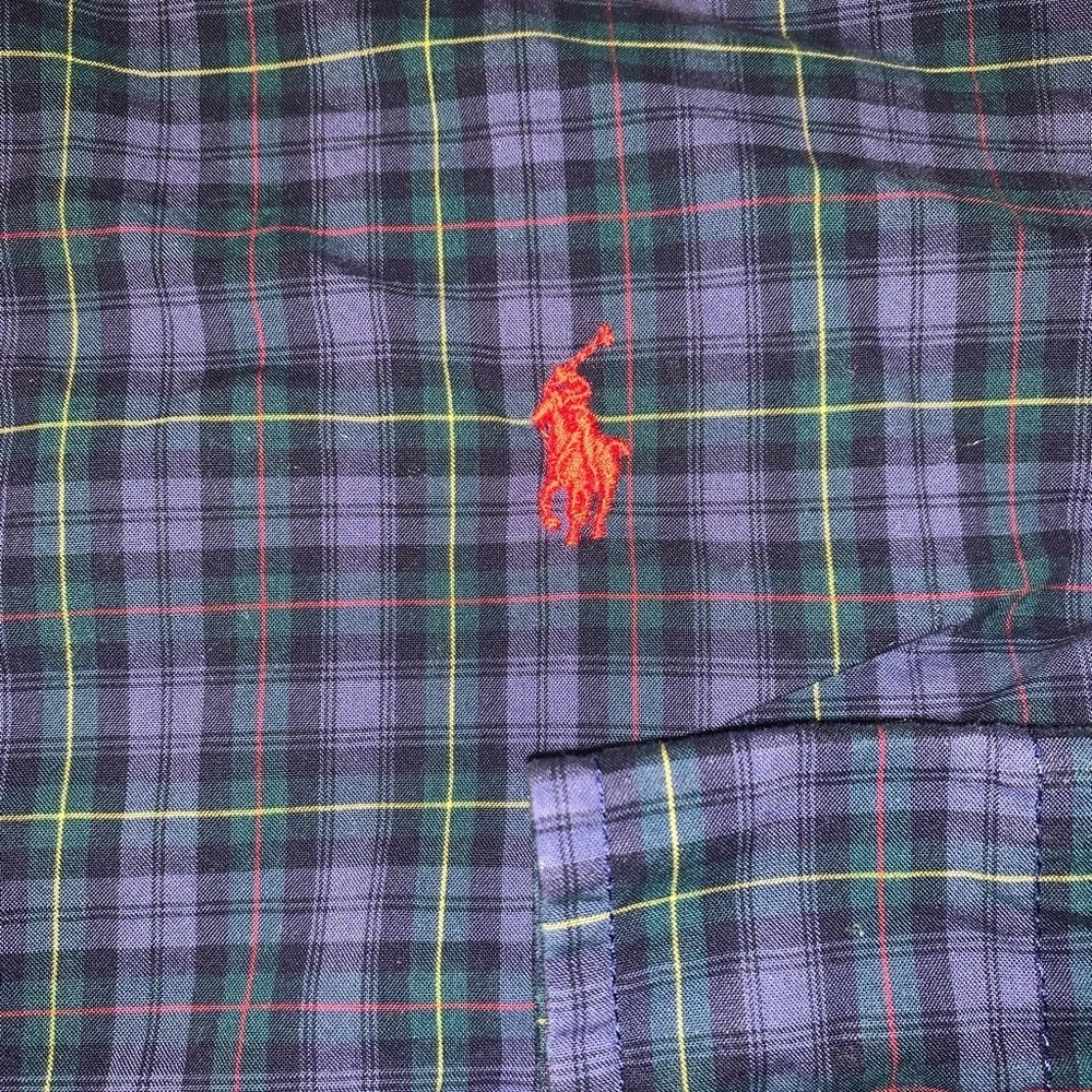 Ralph Lauren Blue Label Youth Plaid Checked Button Collar Shirt Pony XL 18-20